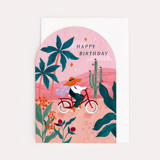 Happy Birthday Sunset Bike Card