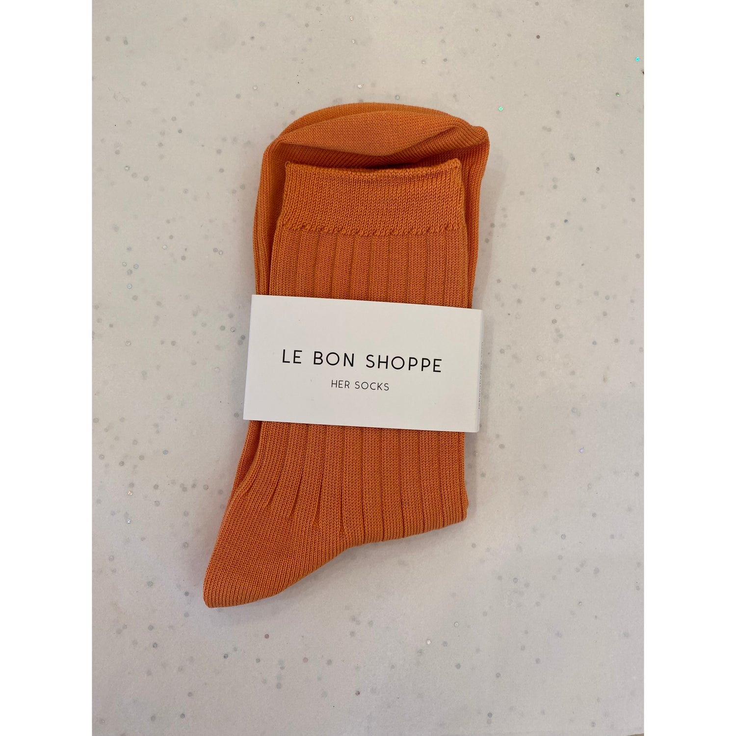 Cotton Ribbed Socks - Tangerine