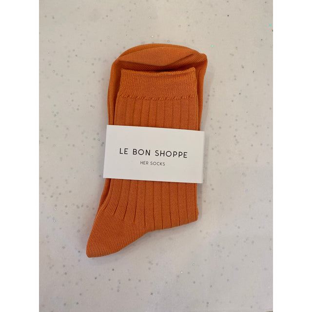 Cotton Ribbed Socks - Tangerine