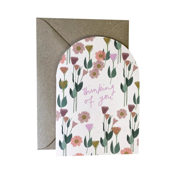 Thinking Of You Floral Curved Card