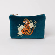 Load image into Gallery viewer, Tiger Rich Blue Velvet Mini Pouch