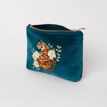 Load image into Gallery viewer, Tiger Rich Blue Velvet Mini Pouch
