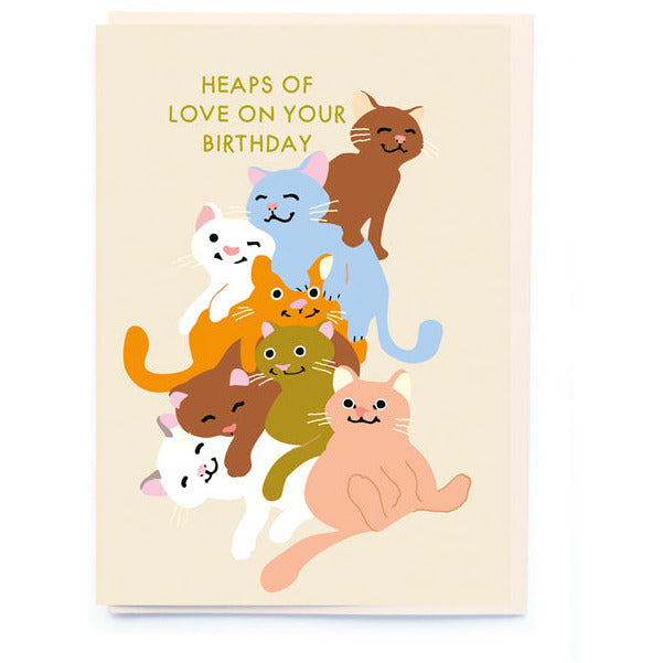 Heaps Of Love Cats Birthday Card