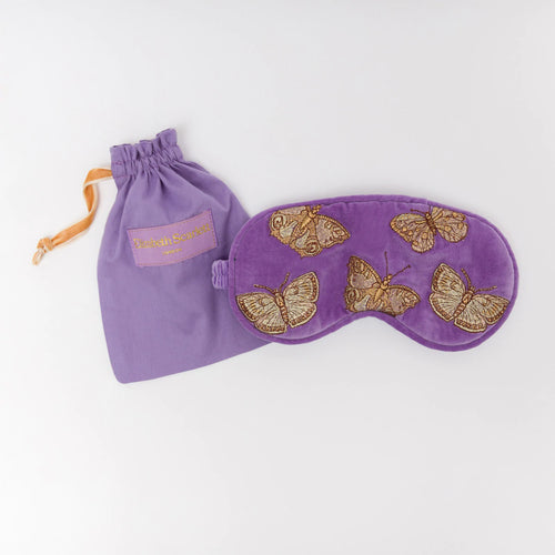 Violet Butterfly Velvet Eye Mask