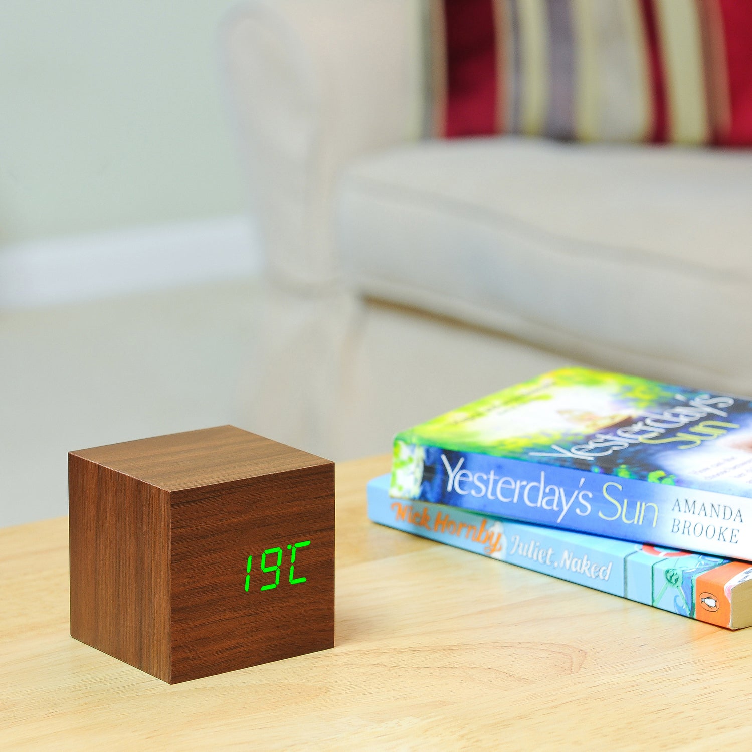 Walnut Cube Click Clock
