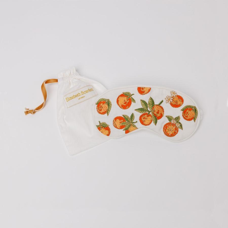 Oranges White Embroidered Eye Mask