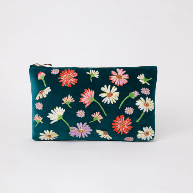 Wildflower Blue Velvet Everyday Pouch