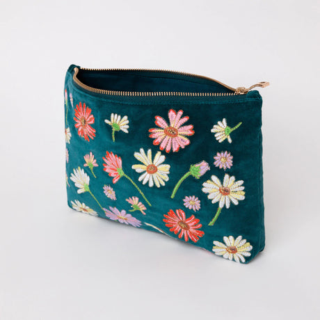 Wildflower Blue Velvet Everyday Pouch