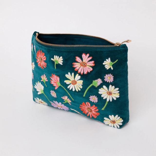 Wildflower Blue Velvet Everyday Pouch