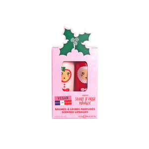 Set of 2 Christmas Bunny Lip Balms - Christmas Holly